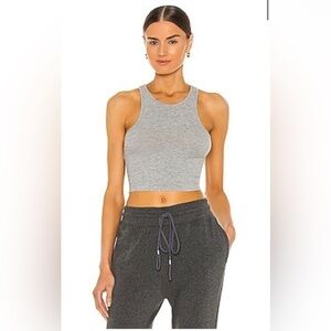 NWT Free people High Neck Ribbed Crop Top in Heather Grey Size XS